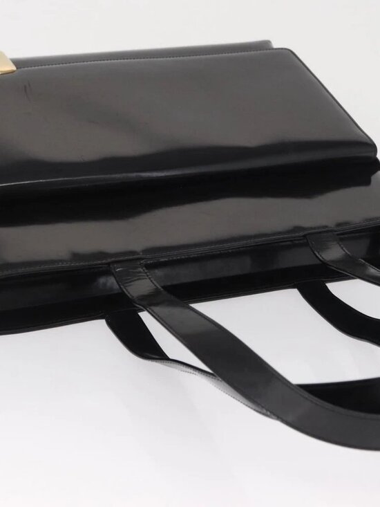 GUCCI Tote Bag Patent leather Black Gold Auth - Picture 6 of 16